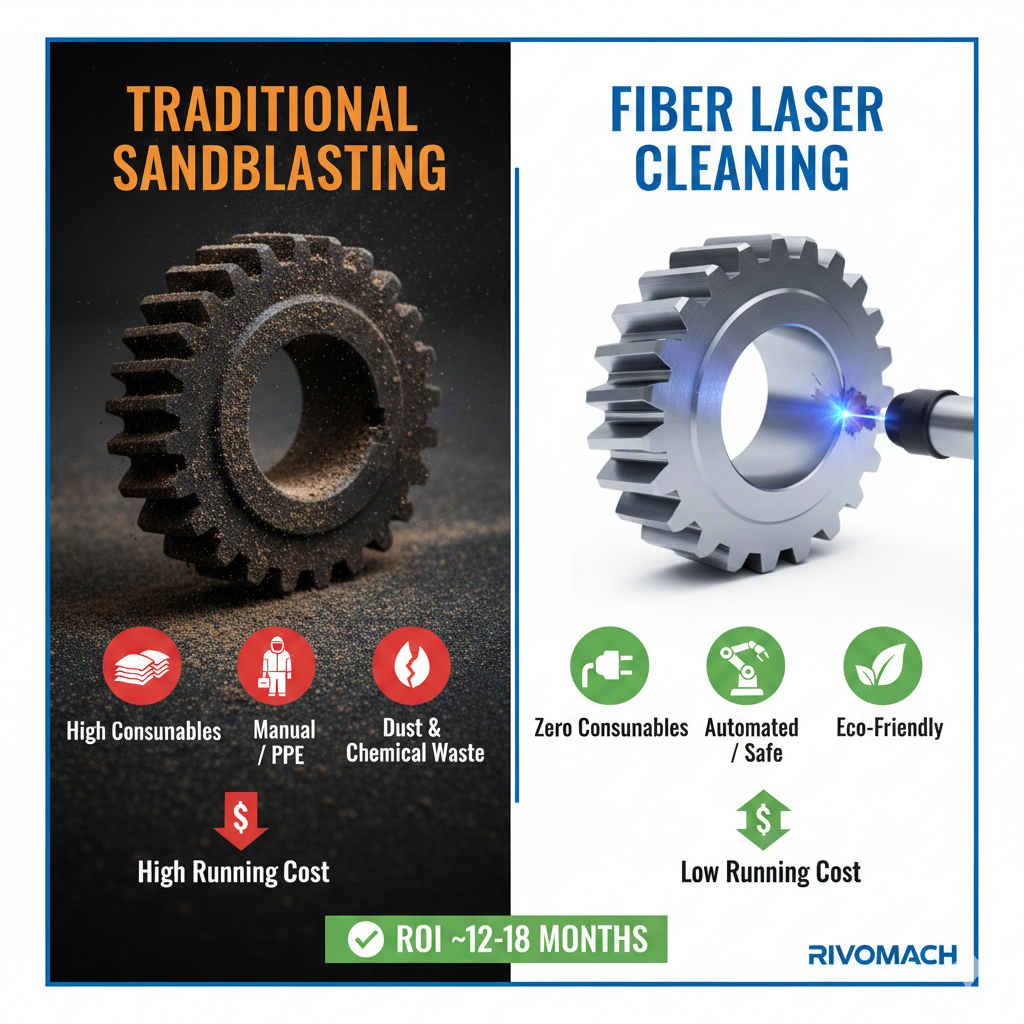 RIVOMACH Laser Cleaning vs Sandblasting Rust Removal Comparison